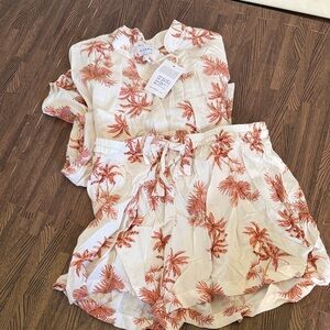 Piyama Tropical Print Shirt and Shorts Set